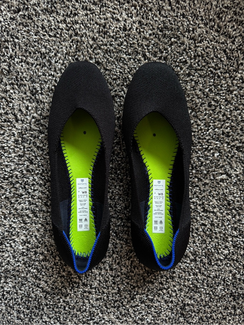 Rothy's The Flat - Black with Blue Trim - Picture 7 of 7